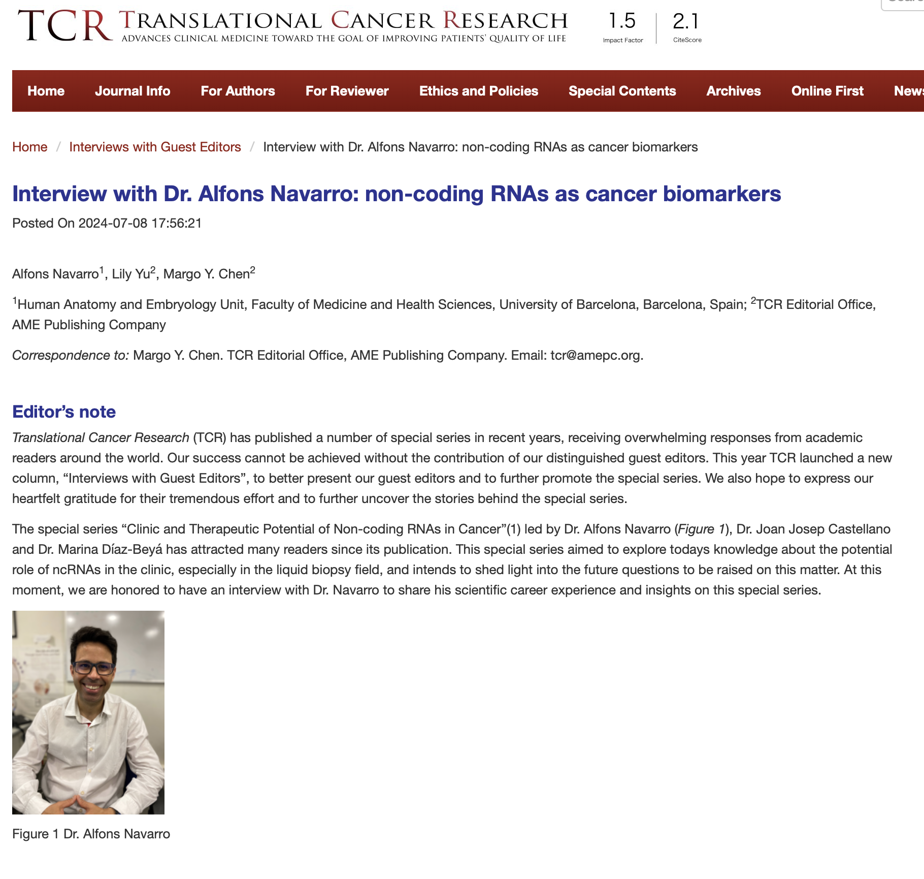 Interview with Dr. Alfons Navarro